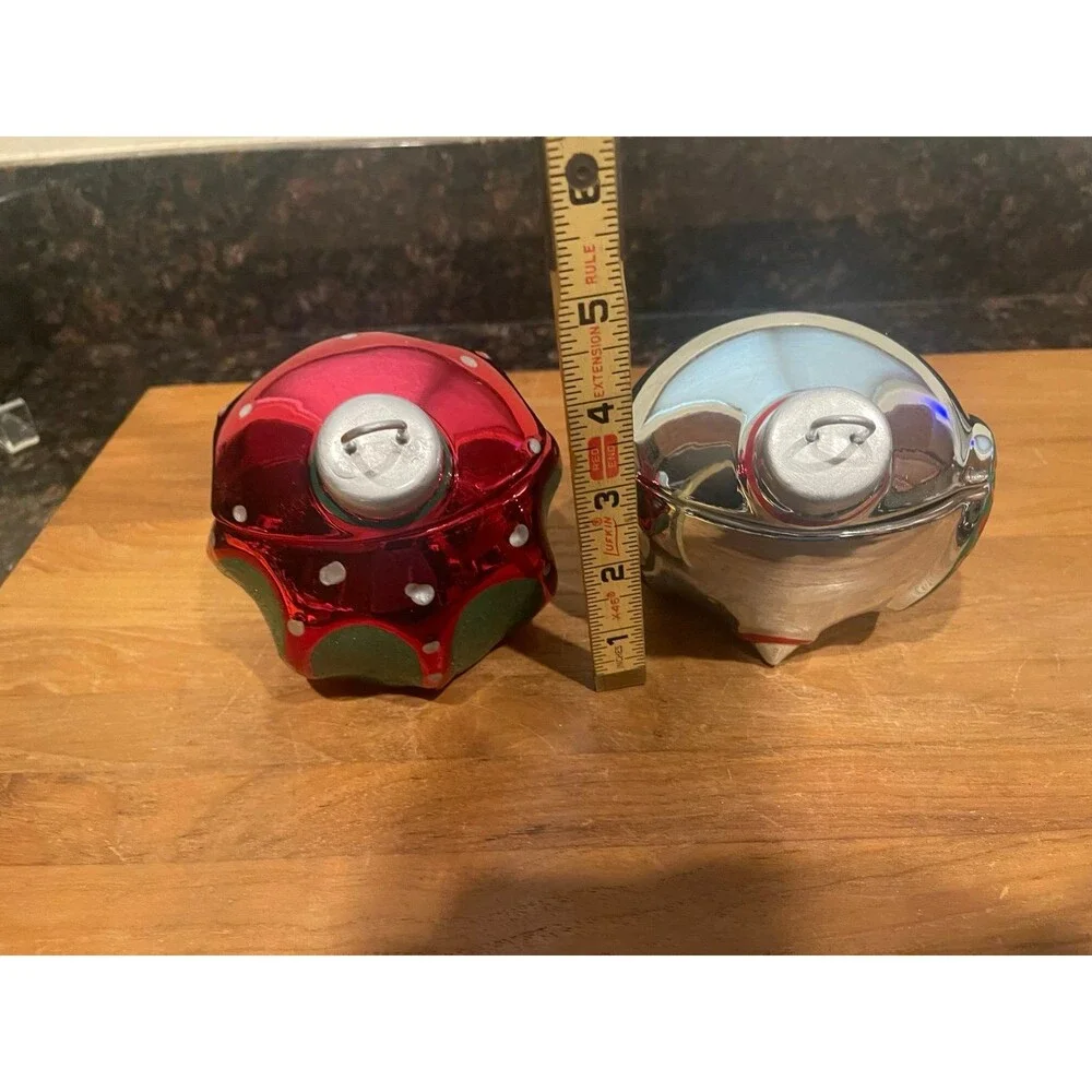 2 Ceramic Christmas Ornaments treat Trinket Dish